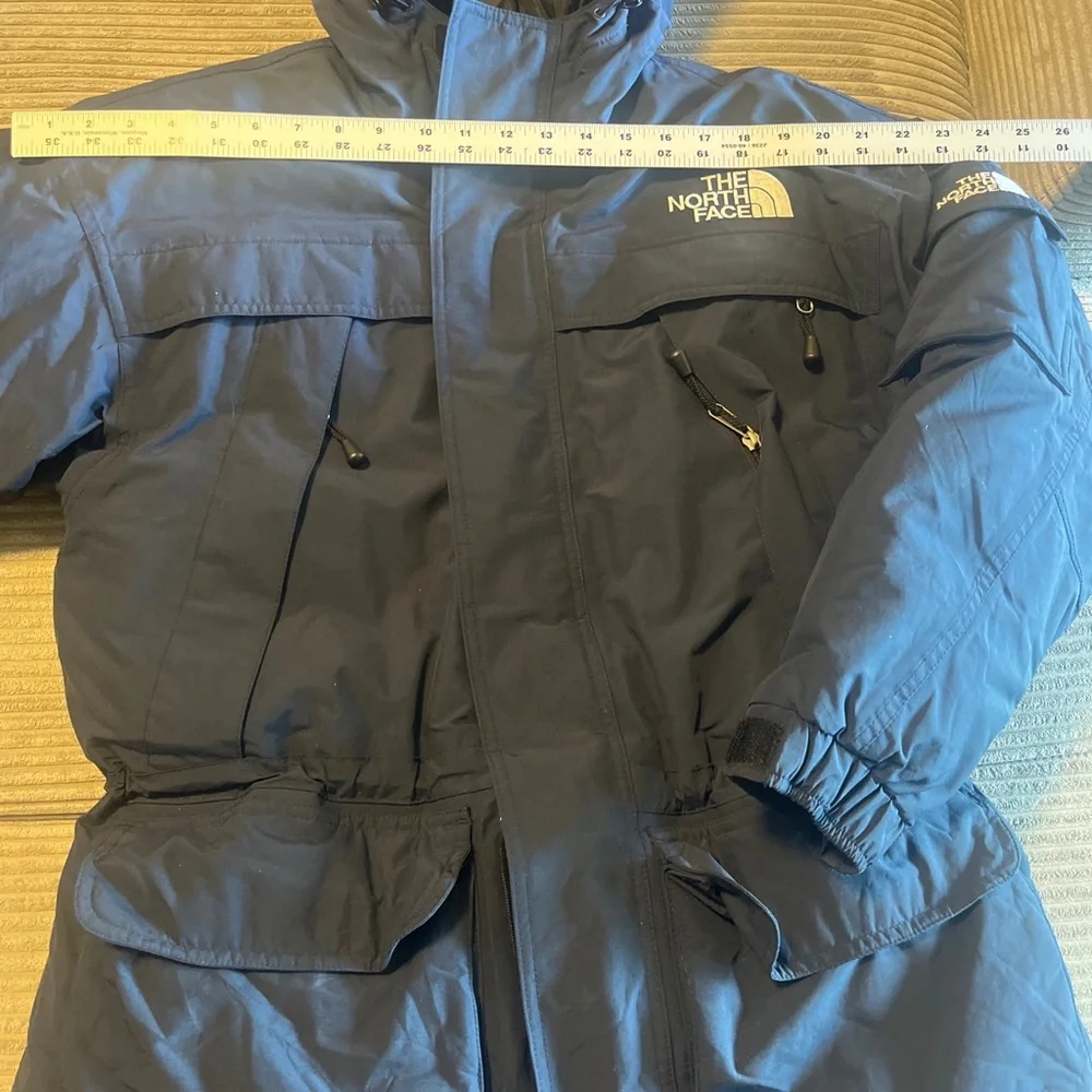 The North Face Coat Mens Small Hommes Petits Navy Goose Down Hooded Parka